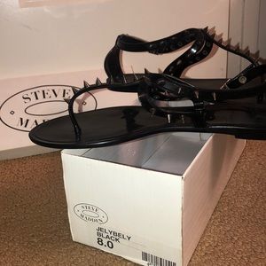 Black thong spike sandal